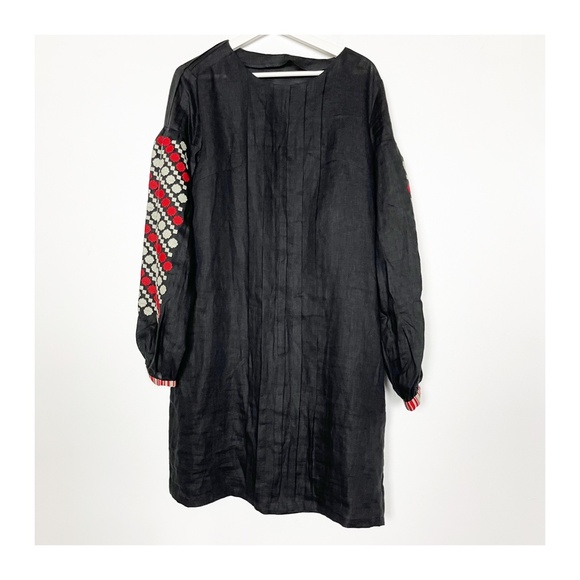 Etnodim Vyshyvanka Dress Linen Black Red White Ethnic Ukrainian RARE - Picture 2 of 12